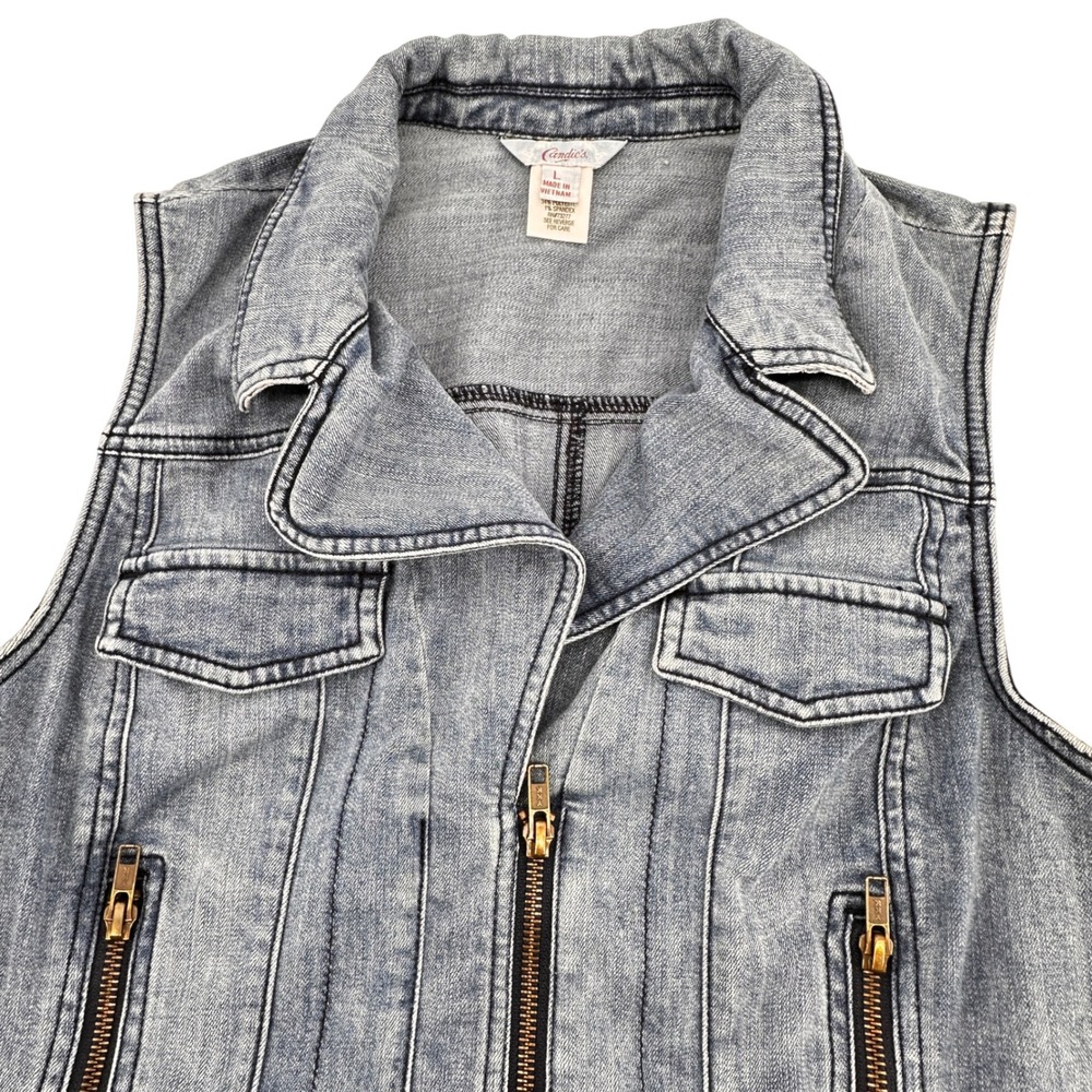 Candies's Denim Vest Womens Large Full‎ Zip Vintage 90's Britney Spears Style